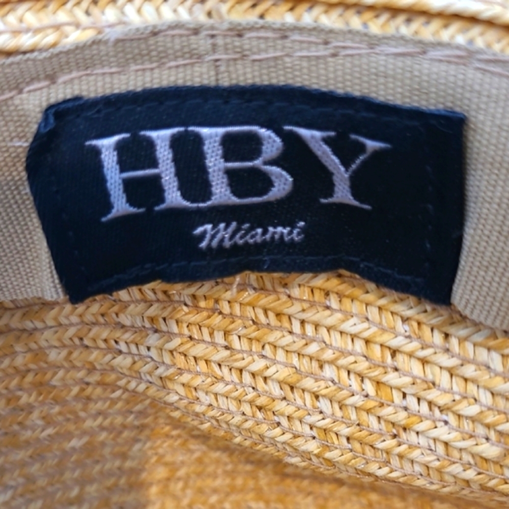 HBY Miami chic Tan and Black Wide Brim Hat - Picture 2 of 3